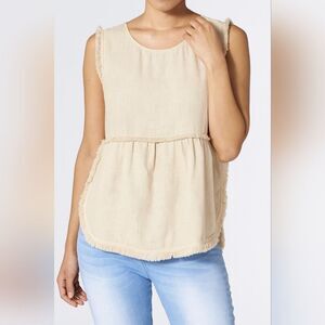 Coco + Carmen Runway Fringe Linen Blend Sleeveless Top S/M